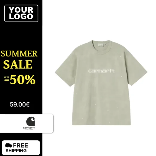 Sale image template applied to a Carhartt t-shirt
